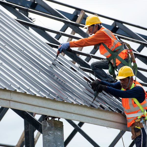 Team working on steel framing